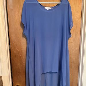 Davi & Dani Blue Hi-lo Sheer Top Size 2X Periwinkle
